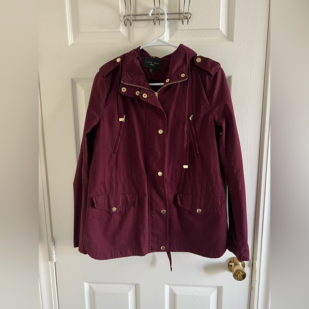 Love Tree Burgundy Jacket with Gold Accents